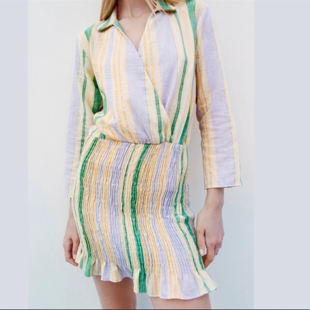NWT Zara Pastel Striped Smocked Mini Dress "The Valery Dress" Blogger Favorite - Picture 3 of 12